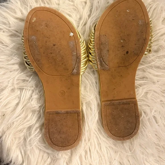 SHEIN Metallic Gold Multi-Strap Slide Mules - Picture 2 of 2